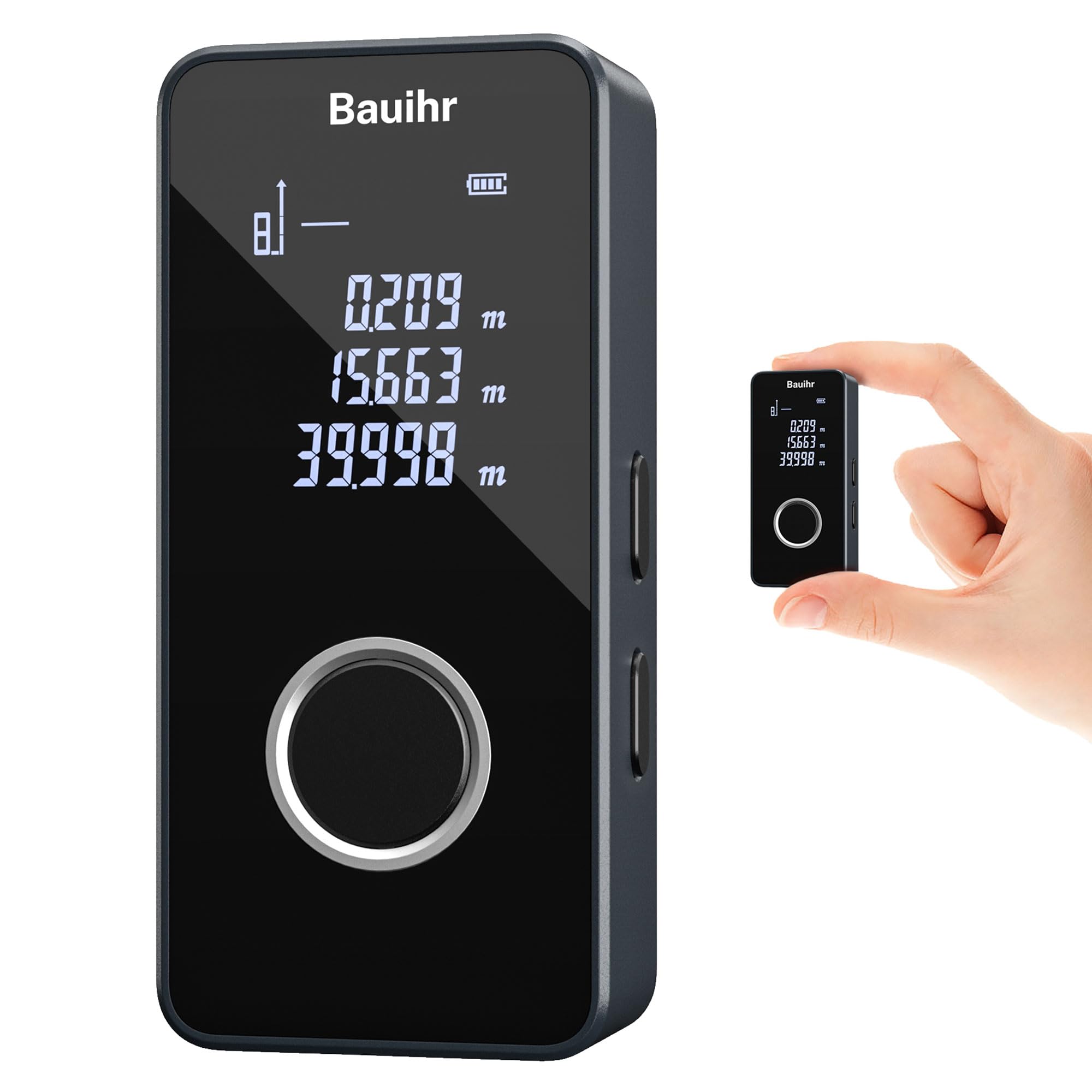 Bauihr Télémètre Laser, 131ft/40m Mini Mesure Laser Portable en Aluminium, Type-C Rechargeable Mesure Laser de Unités Commutables,Pythagore, Mesure Surface et Le Volume