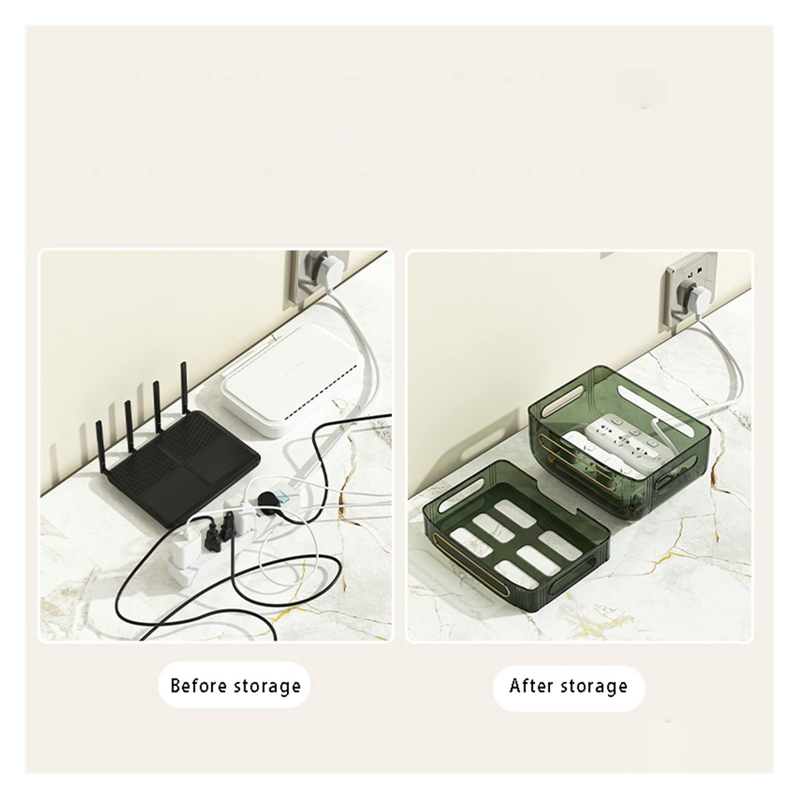 Scatola Nascondi Cavi Presa for Cavo Rack Set-Top Box TV Wireless WiFi Finitura Scatola di immagazzinaggio Router casa Camera da Letto Soggiorno Scatola di Gestione dei Cavi(Green)