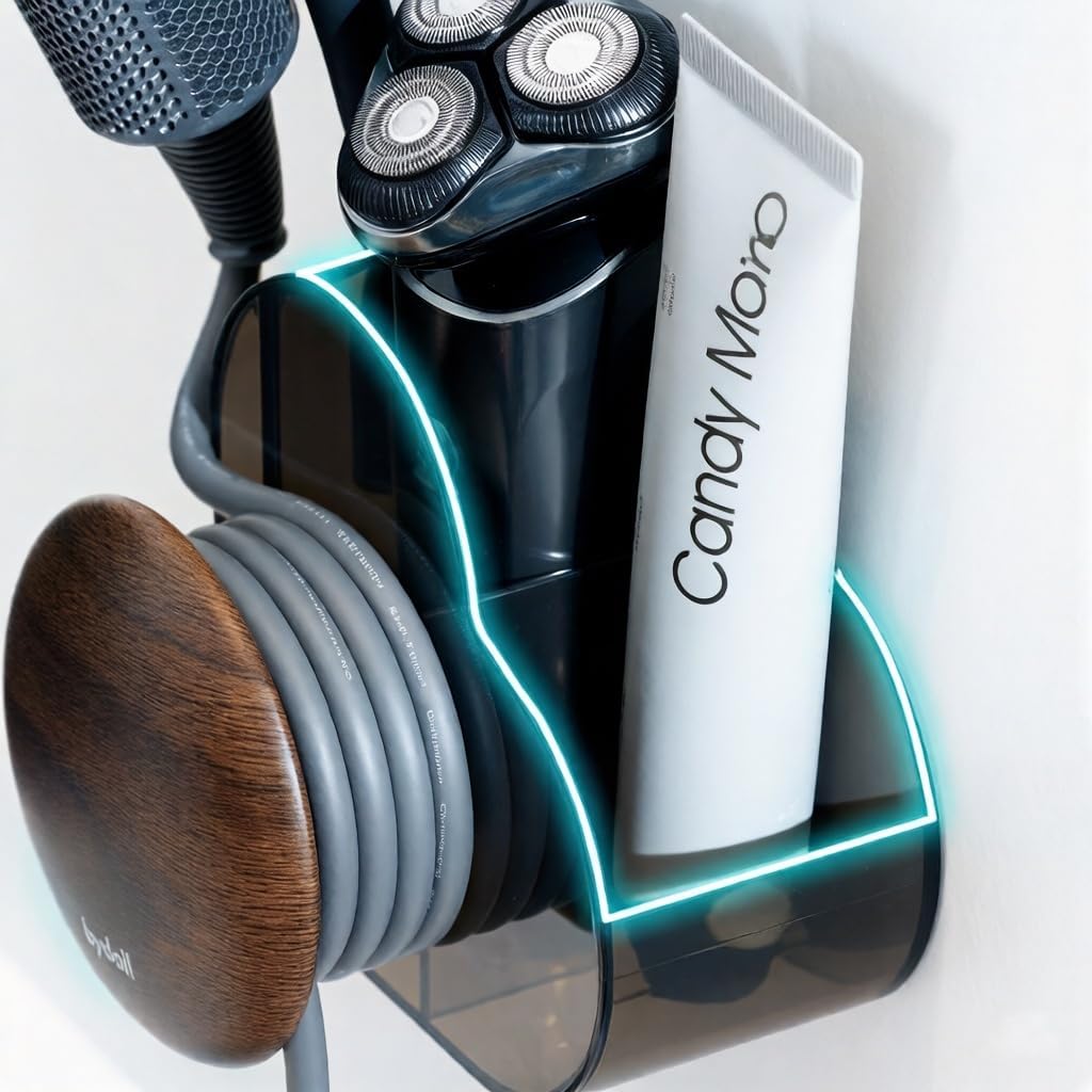 Hair Dryer Holder Wall Mounted, No Drill Installation for Damage-Free Walls