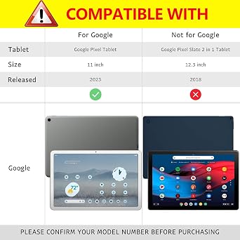 Google Pixel Tablet Case, 11/11 Inch Genuine Leather Cover Protective Shell for 2023, Black