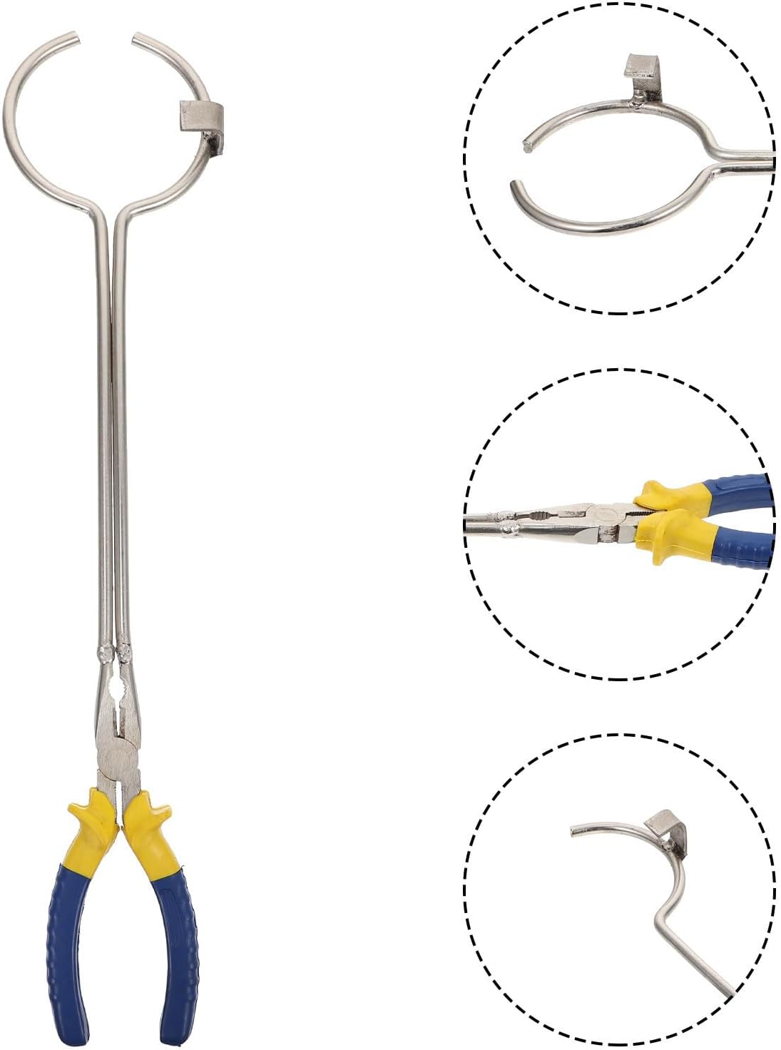Crucible Tongs for Metal Refining and Casting Silver Iron Clamp