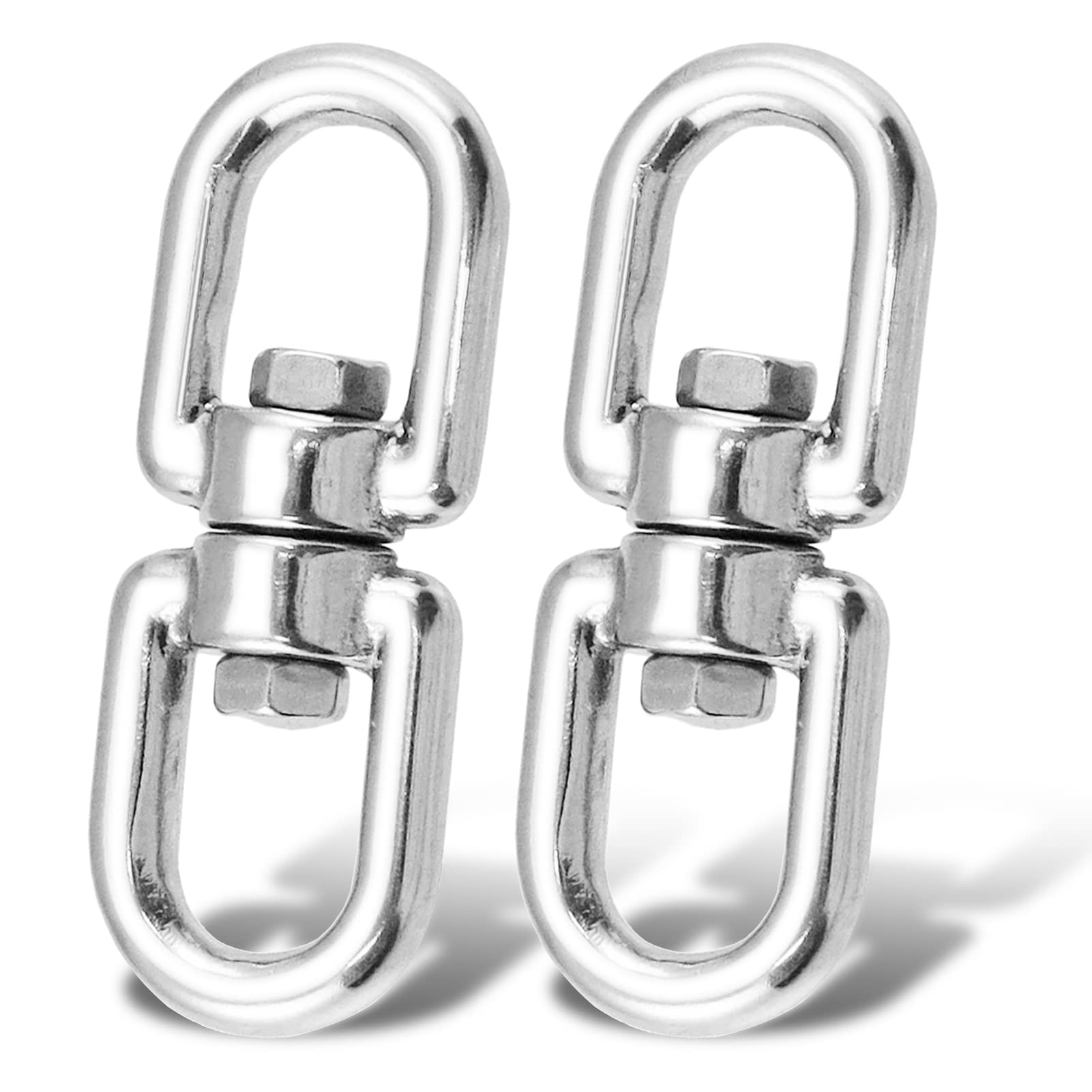 Photo 1 of AMYSPORTS Heavy Stainless Swivel Eye Ring Steel Hanging Swivels Eye Connector Double Ended Swivel Eye Marine SUS316 Loop Dia 8mm 6/19inch 660lbsf 2pcs Size3 8mm 6/19inch 660lbsf 2pcs