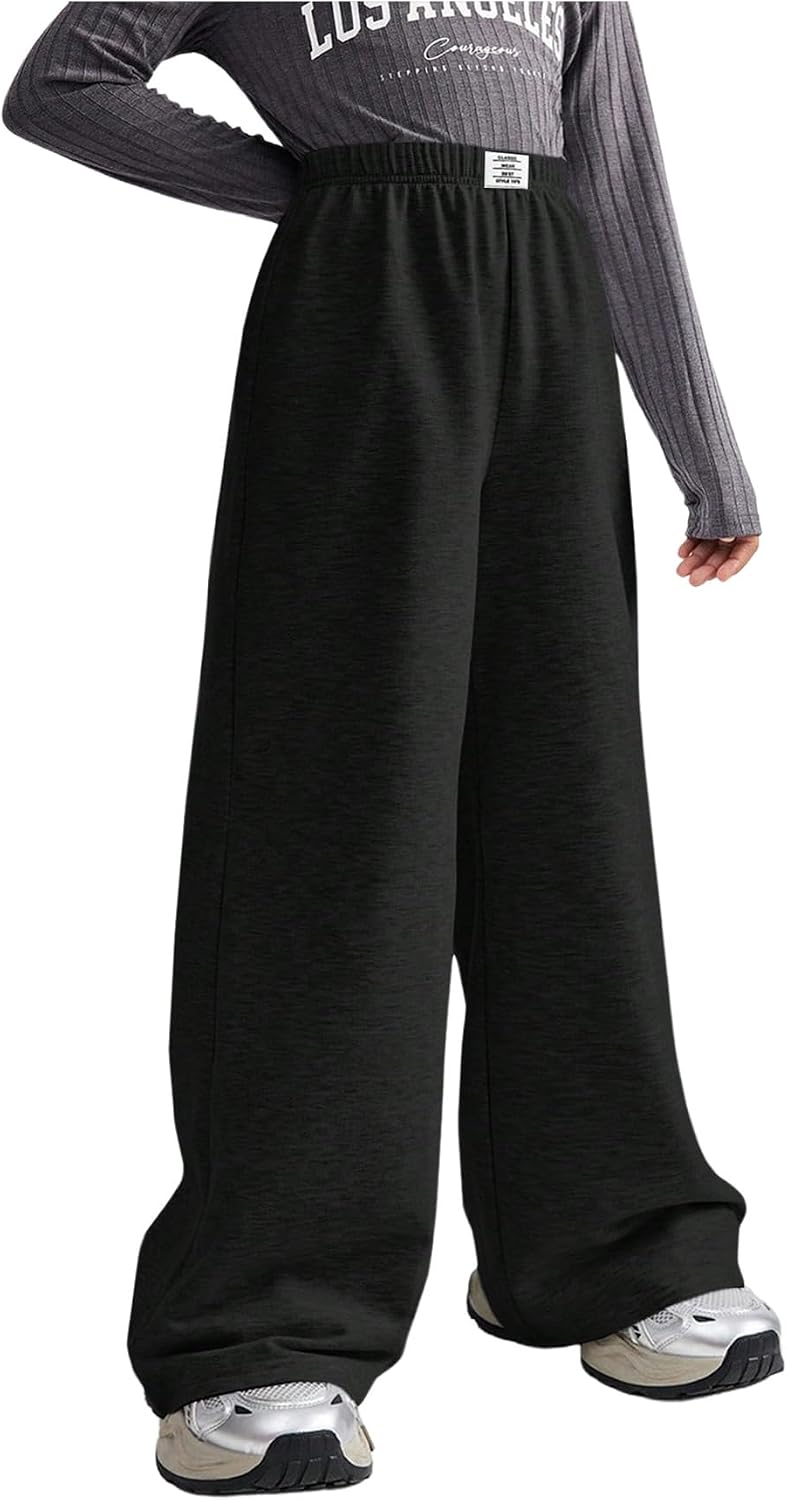 SOLY HUX Girl's Wide Leg Sweatpants Elastic High Waisted Loose Baggy Pants with Pockets