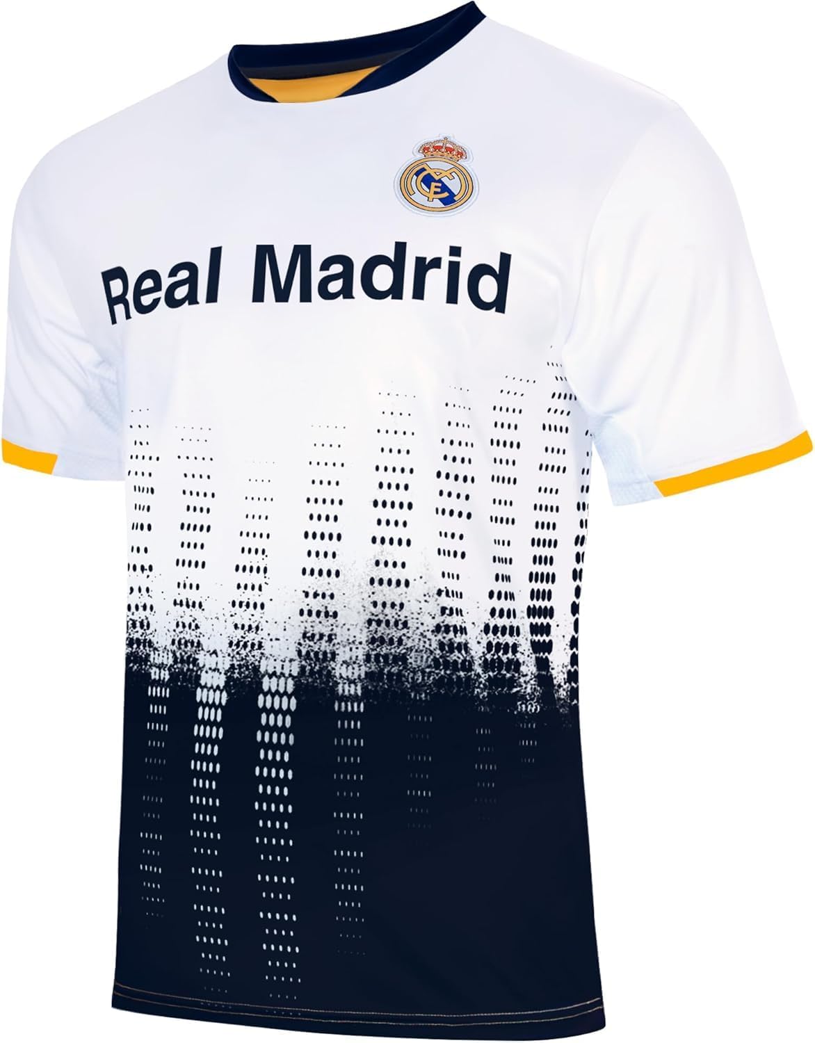 Icon Sports Compatible with Real Madrid Woven Patch Poly Soccer T-Shirt - Inspired White Men Size