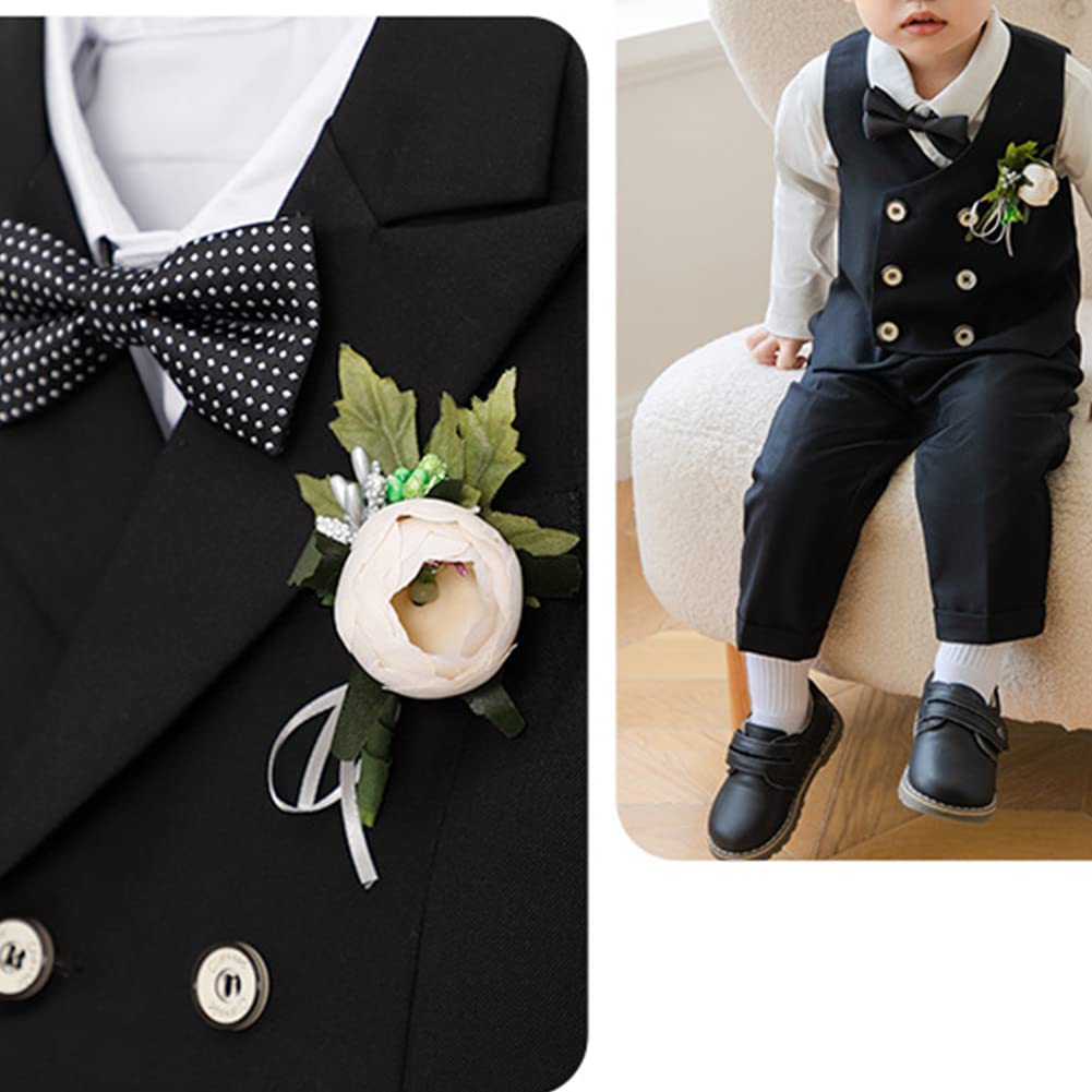 GUOCU Bambini Completo Formale 4/5/6 Pezzi Gentiluomo Tuta Matrimonio Smoking Suit Abiti da Battesimo para Bambino,Tinta Unita Elegante Abito da Cerimonia Ragazzo Blazer Doppiopetto e Pantaloni