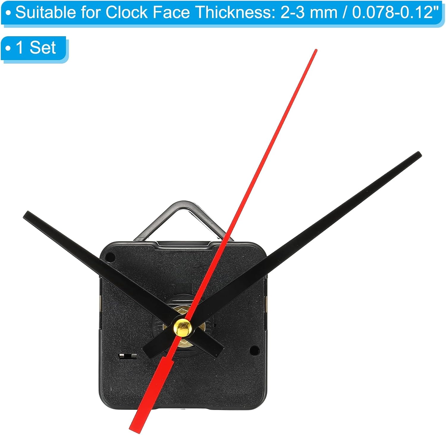 PATIKIL Clock Mechanism Replacement, 1Set Quartz Clock Mechanism Battery Operated DIY Wall Clock Aluminium 63mm Hands Motor Kit Mute Movement, Black Red