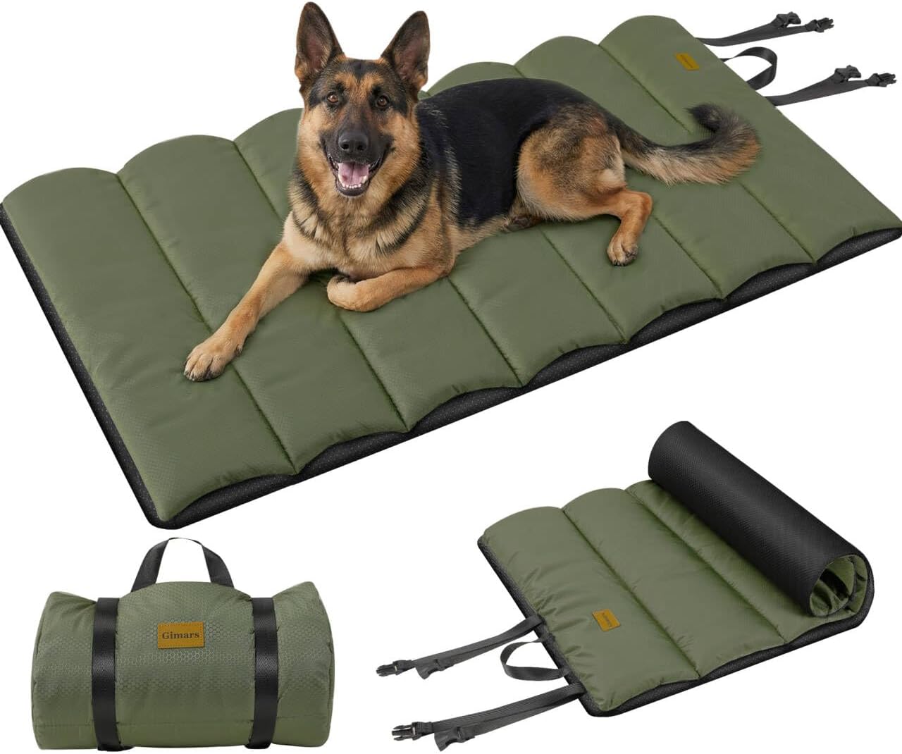 Gimars Upgraded XL Outdoor Dog Bed with Waterproof Film, Easy to Roll Up with Buckle, Large Travel Pet Bed for Large & Extra Large Dog, Portable, Foldable, Washable for Camping,Traveling,Grey