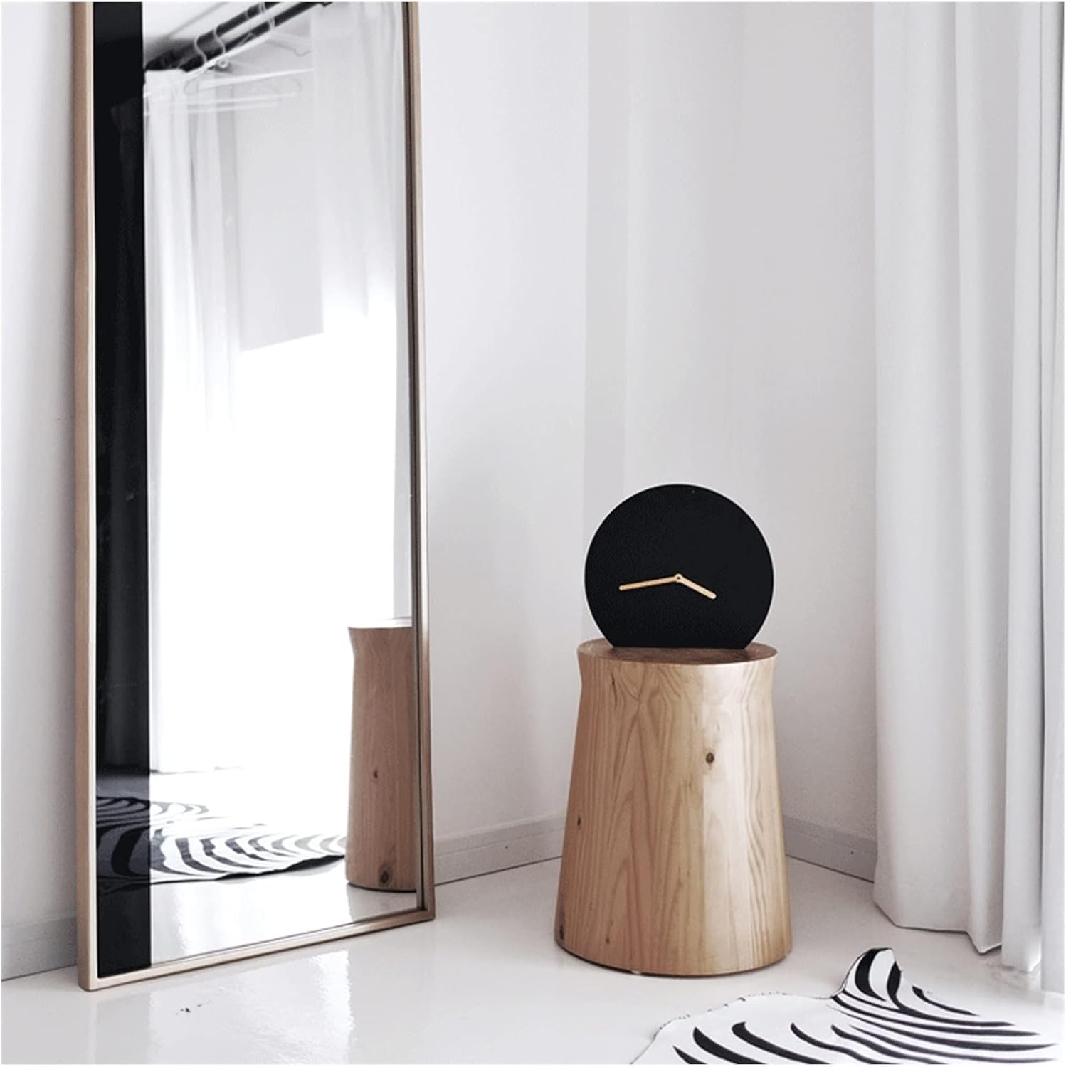 LUCBEI Mantle Clock Minimalist Style Metal Desk Clock Clock Desk Clock Irregular Round Pure Black Minimalist Desk Clock Desk Clock Vintage Mantel Clock
