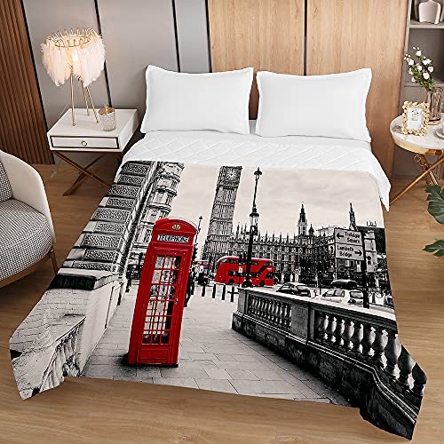 Oduo Colcha Bouti Cama de Verano, Microfibra Cubrecama Multiusos Suave para Cama de Matrimonio, Lavable Acolchada Edredón Ligero Manta para Todas Las Estaciones (230x280cm,Coche Rojo Gris)