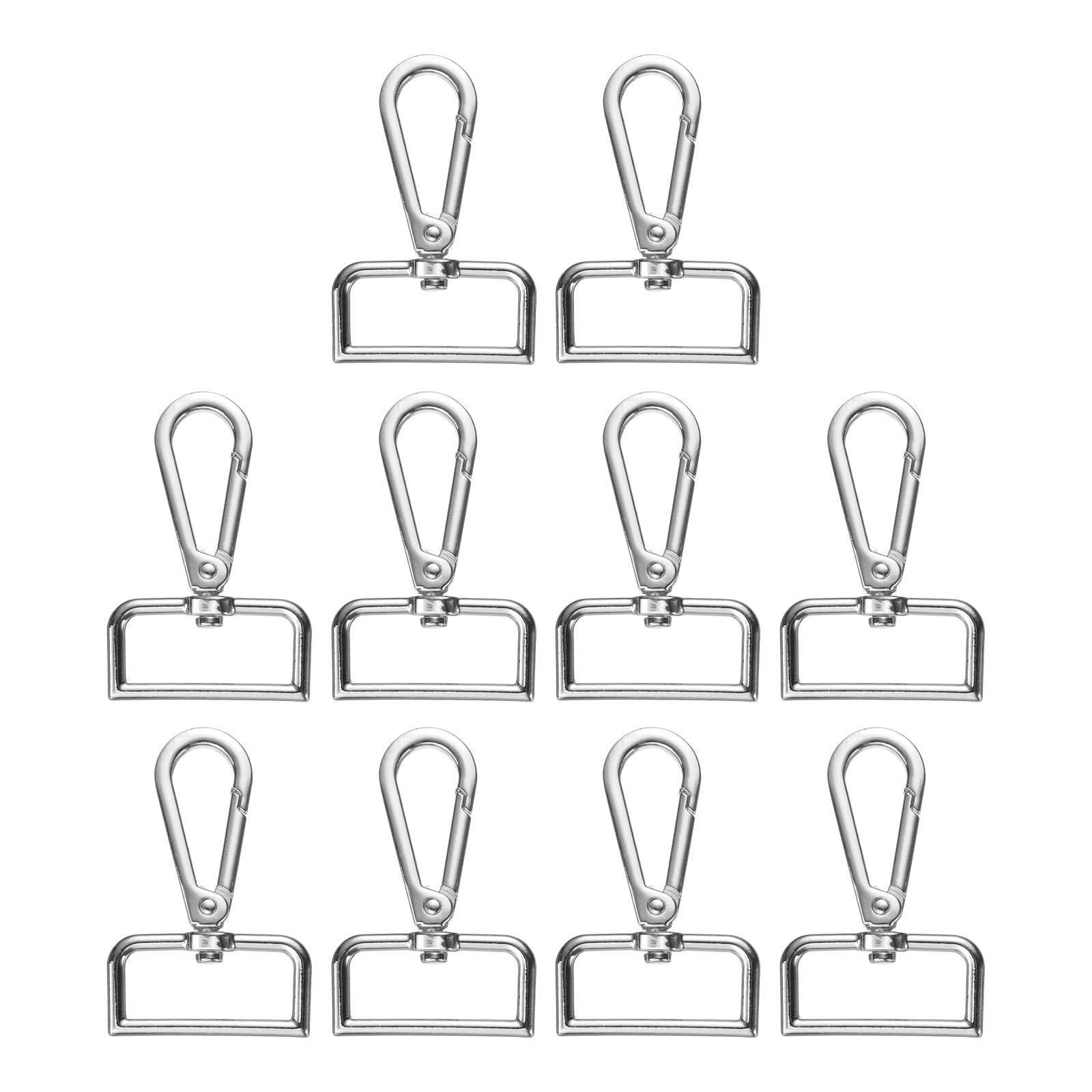 Fermoir mousqueton pivotant argenté 32mm en alliage pour porte-clés et bijoux DIY - Lot de 10