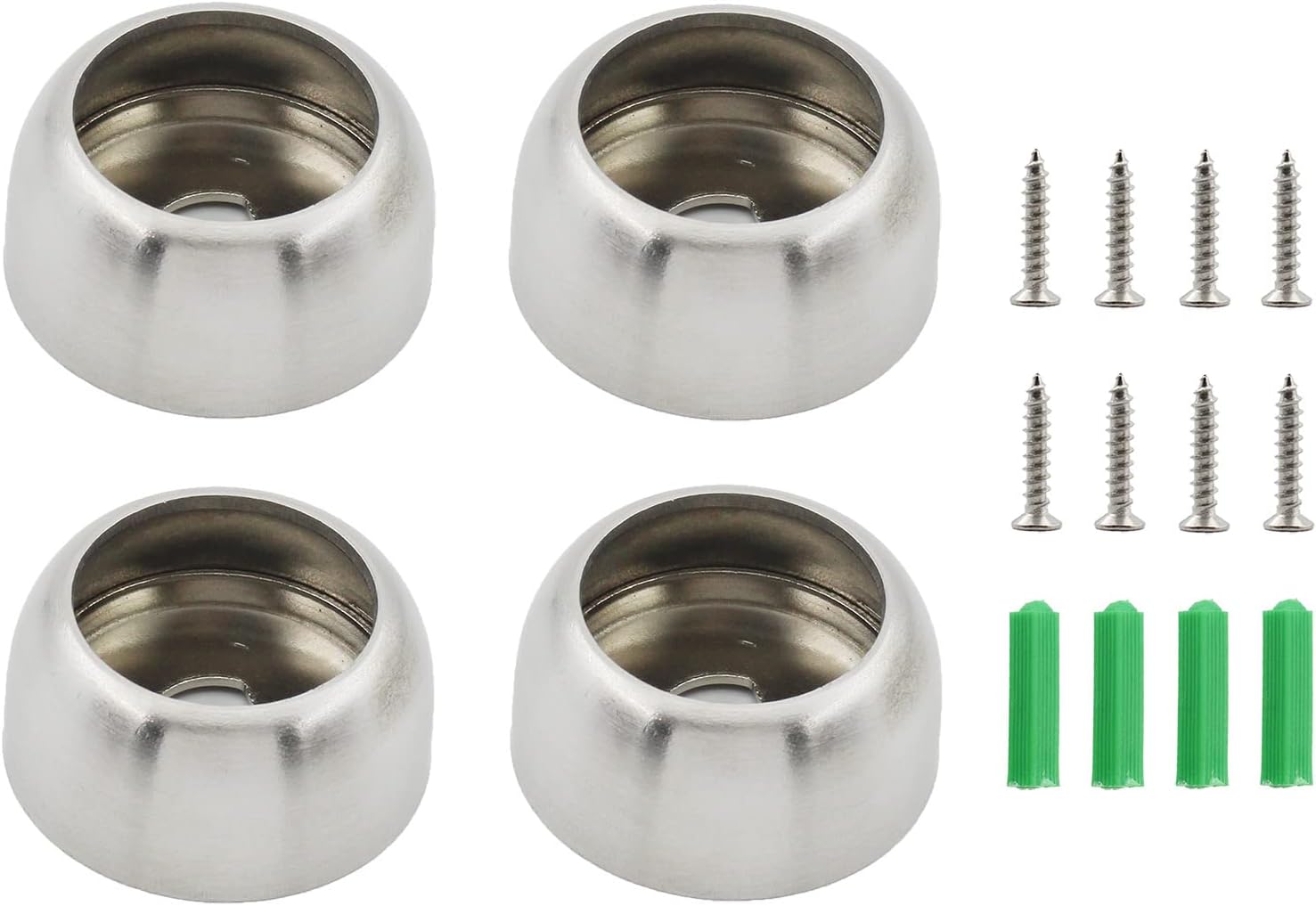 Stainless Steel Closet Pole Sockets, ULIFESTAR Heavy Duty Closet Rod End Supports Spherical Flange Rod Holder with Screws for Wardrobe Bracket Shower Curtain Rod Flange Socket Kit-Dia 25mm/1''