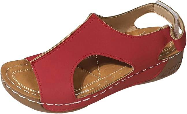 Orthopedic Sandals for Women with Arch Support Comfortable Wedge Sandal Summer Ankle Strap Open Toe Wedge Dressy Sandals Casual Dressy Open Back Sandal Platform Slip On Shoes for All Day Wear