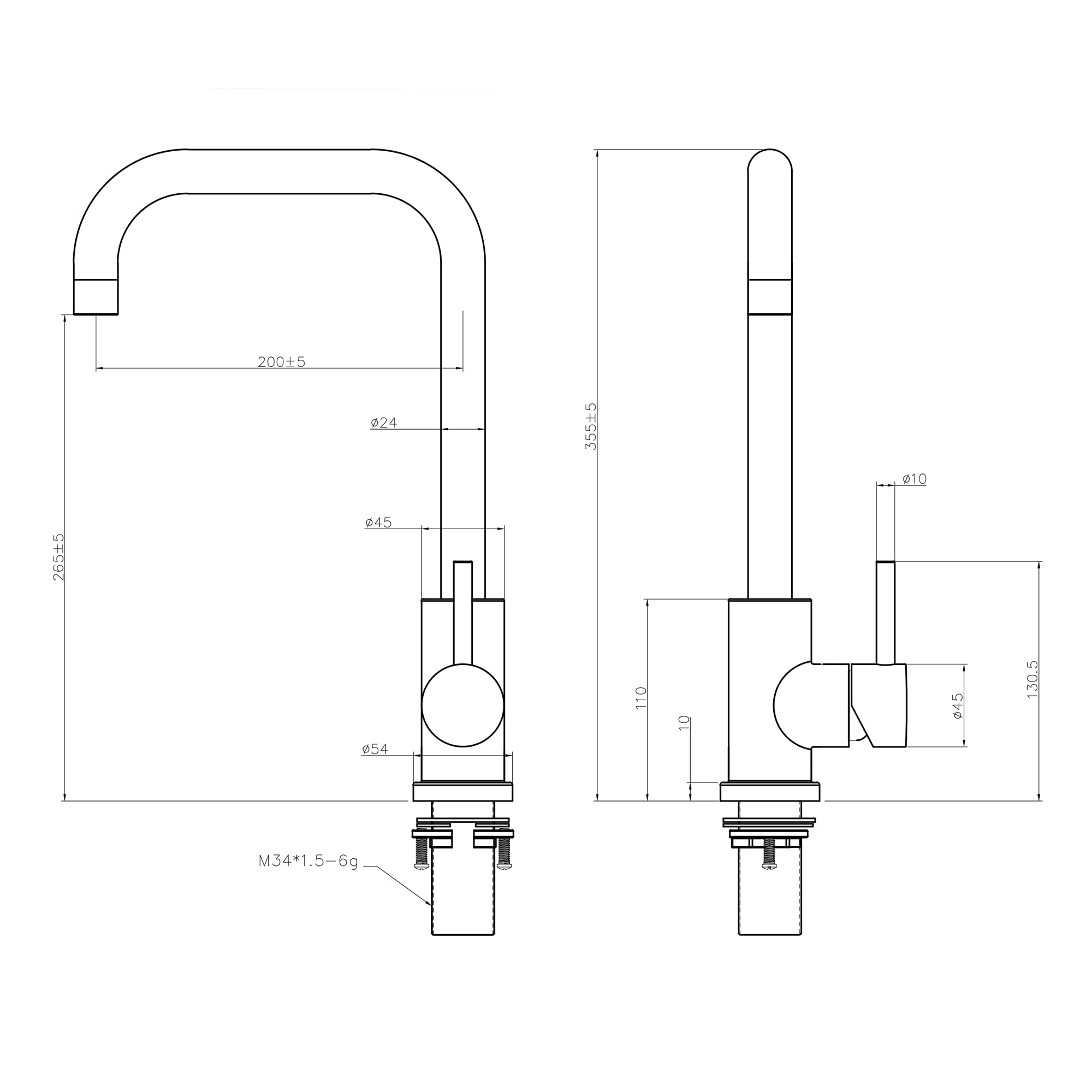 JANDURO Rubinetto da cucina in acciaio inox massiccio 304, rubinetto in acciaio inox, ad alta pressione, acciaio inox spazzolato, progettato per cucine moderne, cartucce in ceramica LongLife