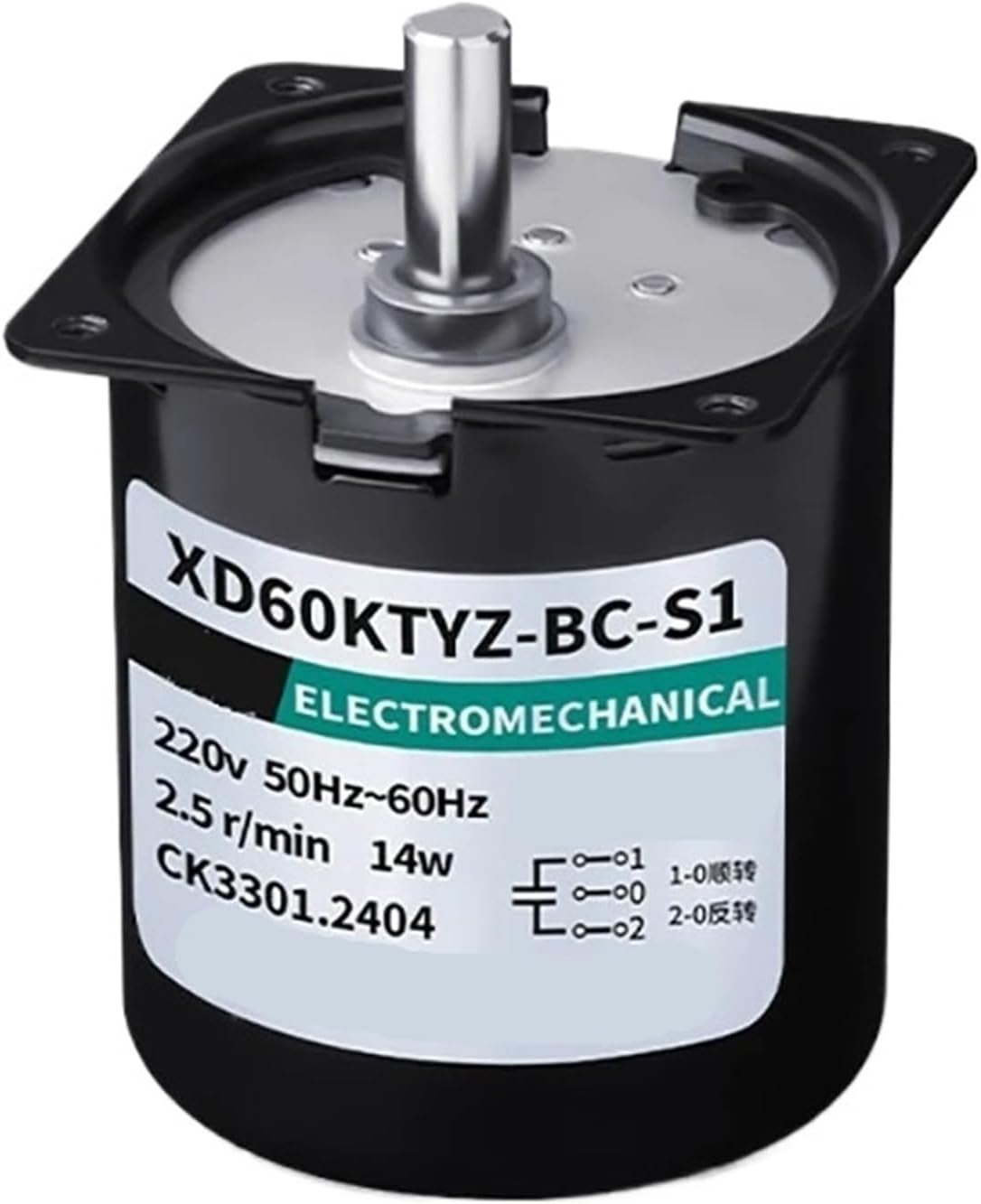 XD68KTYZ 28W 220V Small AC Motor Low Speed Reversible Permanent Magnet Motor Gear Reduction Motor(30RPM_Central AXIS 7MM)