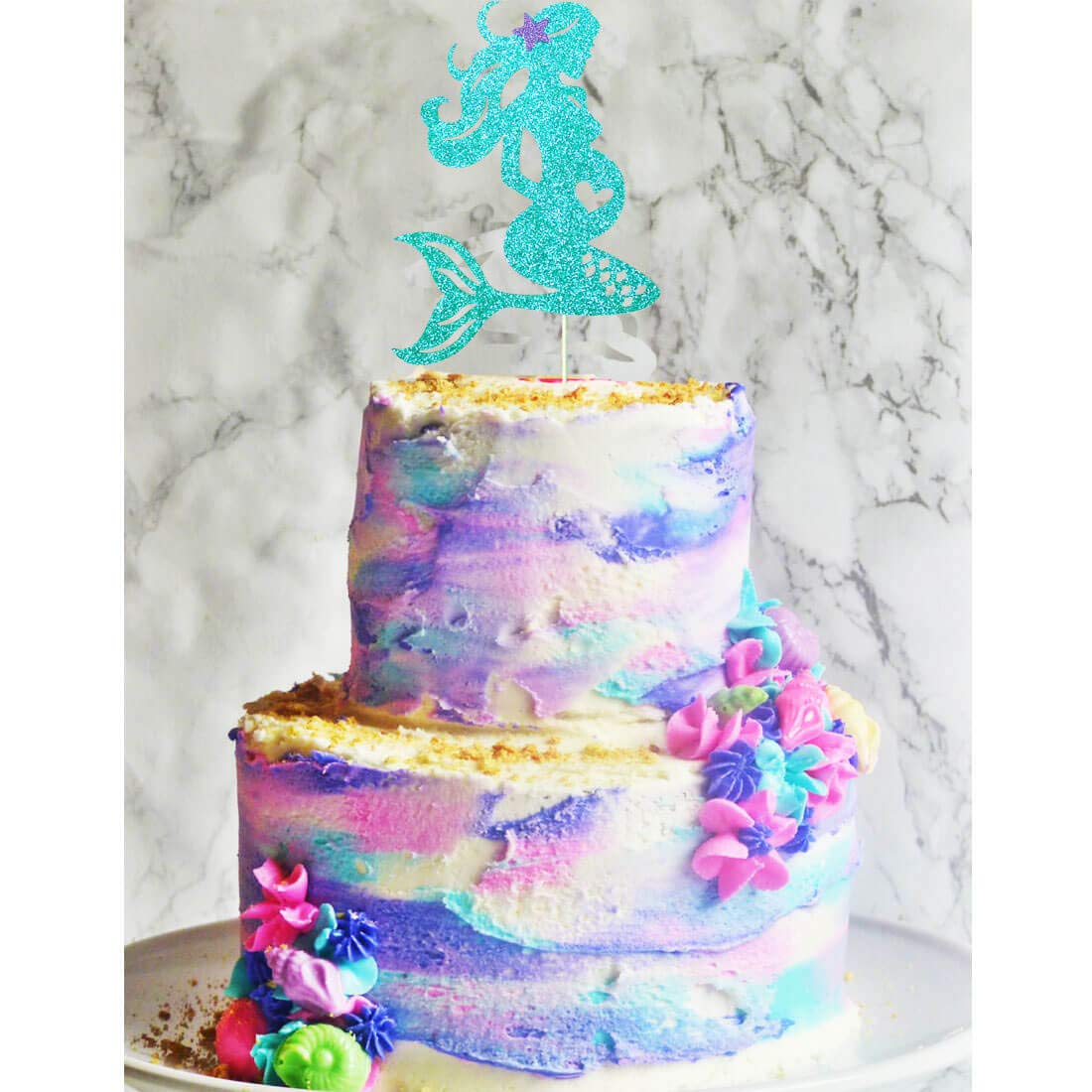 Amazon Com Heeton Mermaid Baby Shower Cake Topper Under The Sea Pregnant Mermaid Sea Theme Baby Shower Party Supplies Decorations Grocery Gourmet Food