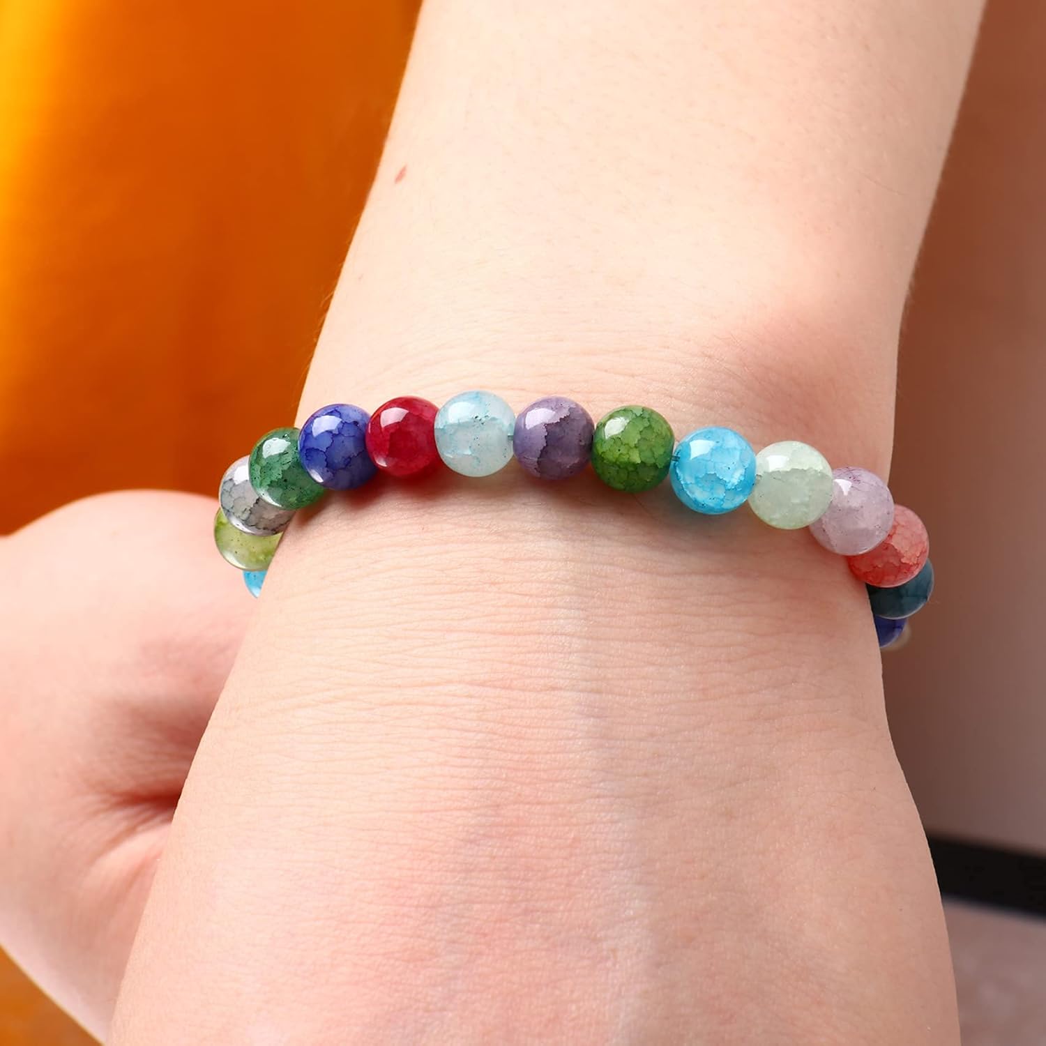 Cadikez 200PCS Natural Stone Beads 8MM Smooth Round Agate Gemstone Beads Spacer Beading Colorful Loose Beads Charms for DIY Bracelet Necklace Earrings Jewelry Making - Image 4