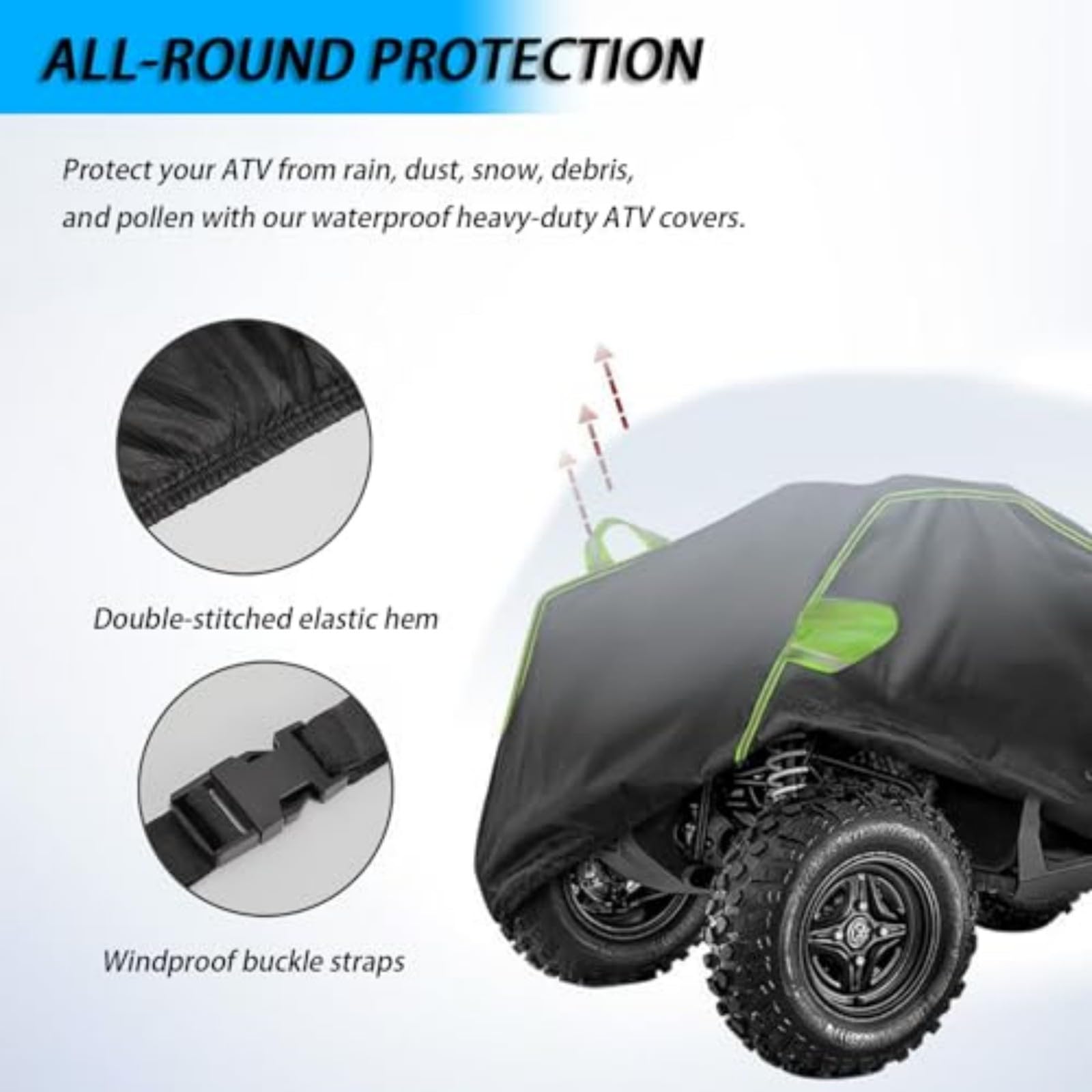 ATV Abdeckplane Für Segway Powersports Snarler AT10 Premium 2024 2025 2026, ATV Abdeckung Fahrzeug Schutz Cover,Oxford-Stoff & Wasserdicht, Outdoor Fahrzeug Abdeckplane,A/Green