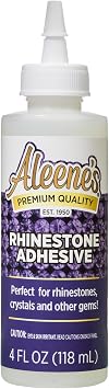 Aleenes Rhinestone Adhesive, Permanent Multi-Surface Liquid Glue for Jewels, Crystals, Rhinestones, Fashion & Decor Embellishments - Dries Clear & Flexible on Fabric, 4 fl oz