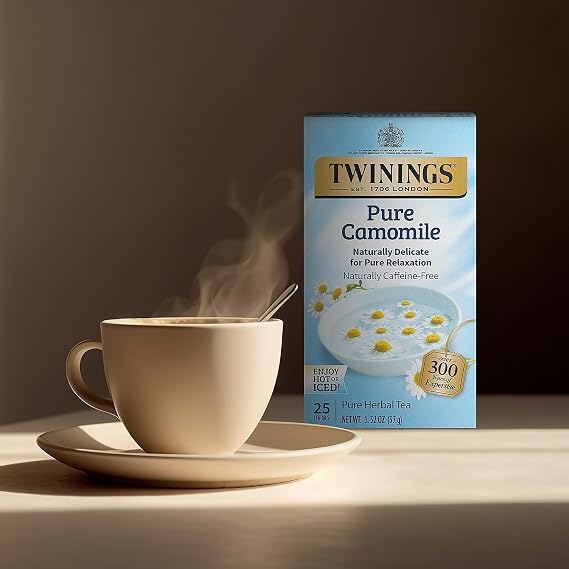 Twinings Pure Herbal Tea, Pure Camomile, Caffeine-Free, 25 Tea Bags, 1.32 oz (37 g)