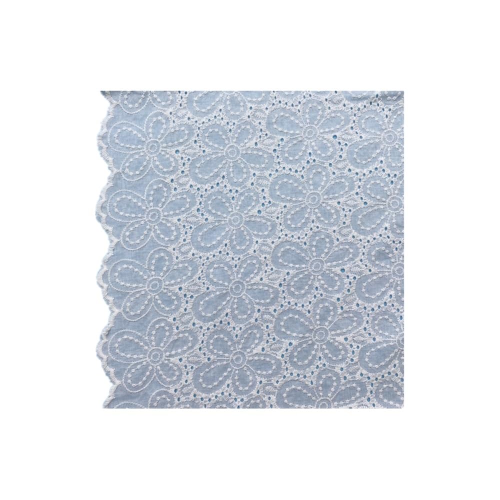 Tissu en coton coloré fait à la main - Dentelle brodée - Largeur : 130 cm - Pour vêtements, robes, accessoires de maison (rose clair)