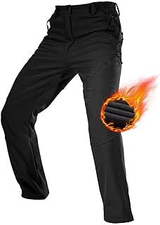 Pantalon Ski d'hiver pour Hommes Pantalon de Chasse Imperméable Coupe-Vent Softshell Doublé de Polaire pour la Randonnée.