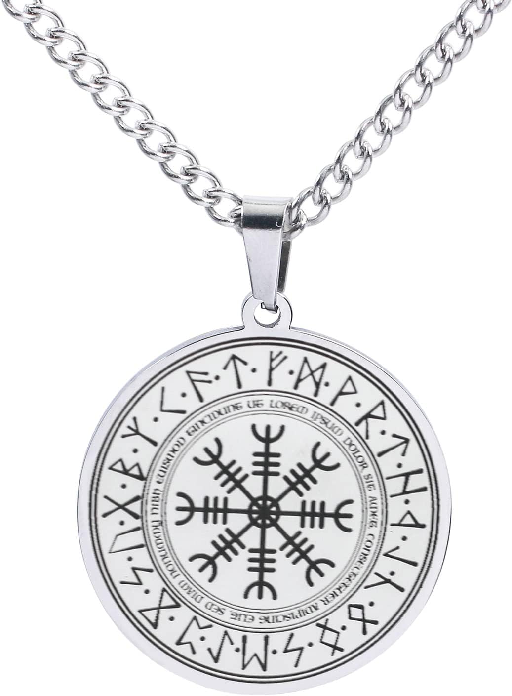 dgsuidfgs478Nordic Vegvisir Compass Norse Runes Viking Jewelry Runic Amulet- and Talisman- Stainless Steel Pendant Necklace for Men