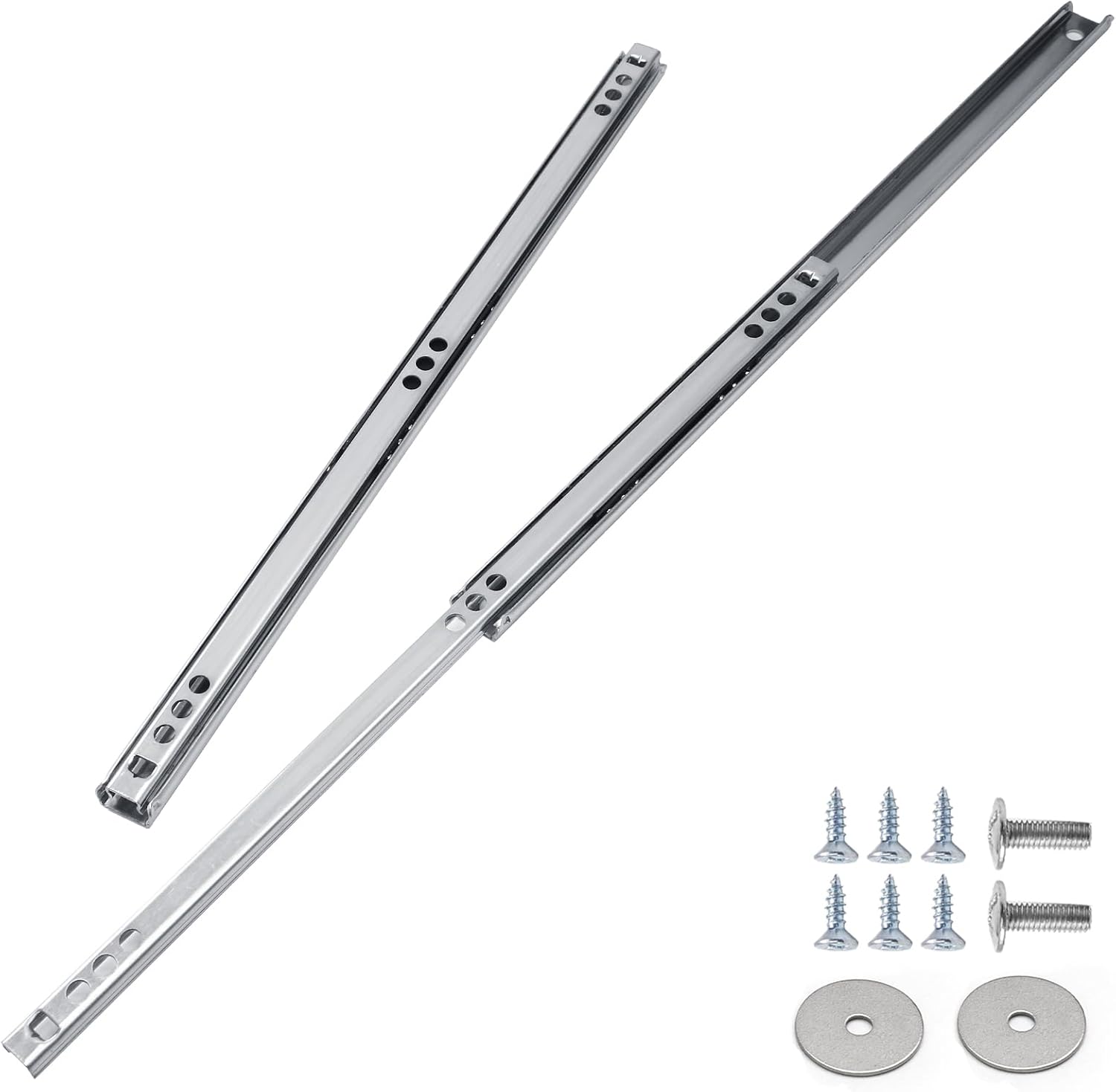 1Pair 12 Inch(310mm) Metal Drawer Slides Drawer Tracks, Ball Bearing Drawer Silde Two Way Heavy Duty Drawer Rails for Cabinet Dresser