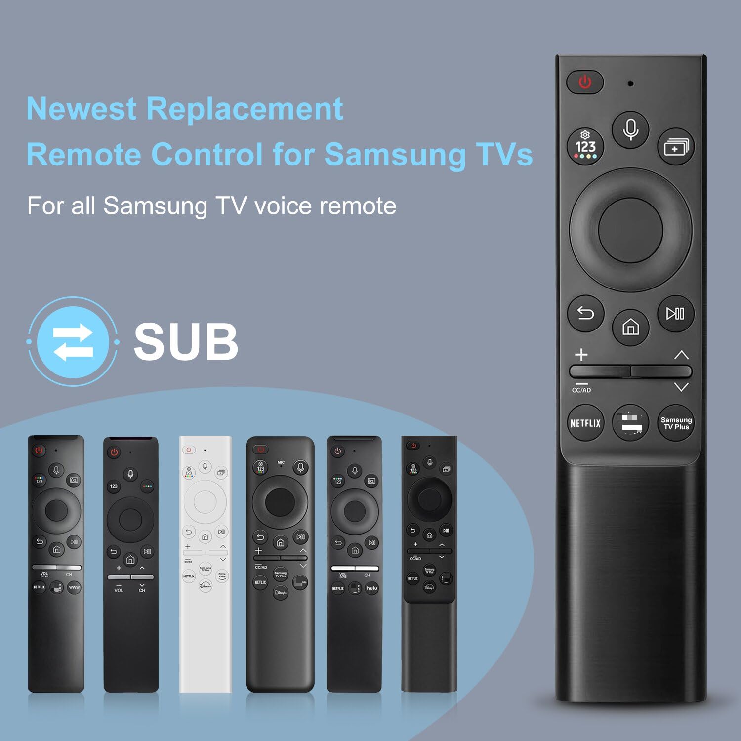 Telecomando Vocale Sostituzione per Samsung Smart TV, Telecomando Universale Compatibile con 2018-2023 utti gli TV Samsung Curved Frame QLED LED LCD 8K 4K TVs con Vocale Funzione