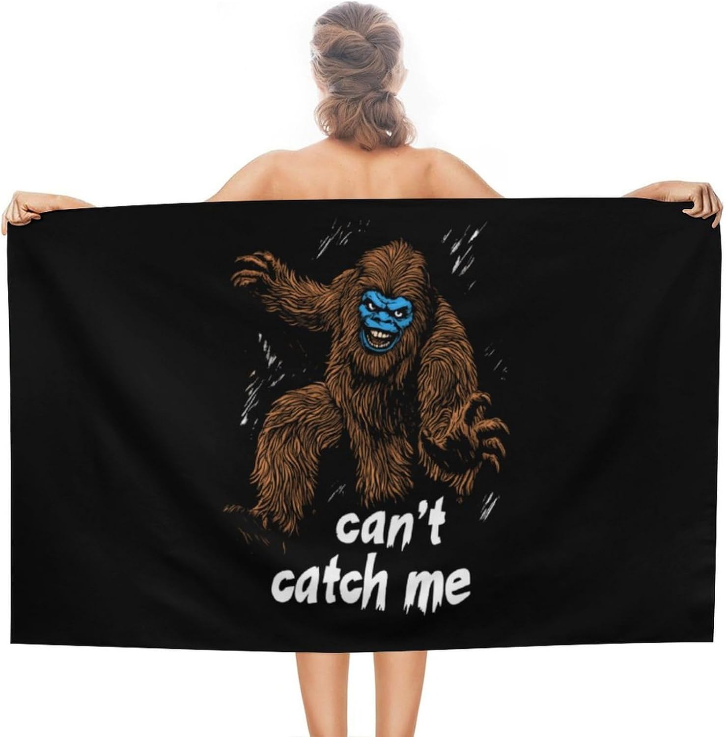 Funny Bigfoot Can't Catch Me Oversized Beach Towel Soft Absorbent Pool Bath Swim Towels for Adults Travel Vacation Gifts 130x80cm
