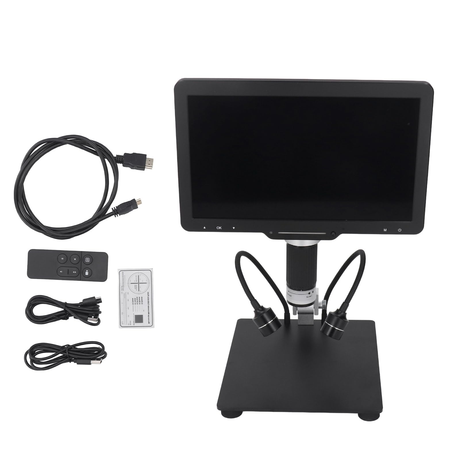 FTVOGUE Digitales Elektronenmikroskop, ABS-Metall-Digitalmikroskop 1600X mit 10,1-Zoll-IPS-LCD, 1080P 24MP, 8 LED-Licht für die Inspektion von Lötmünzenreparaturen