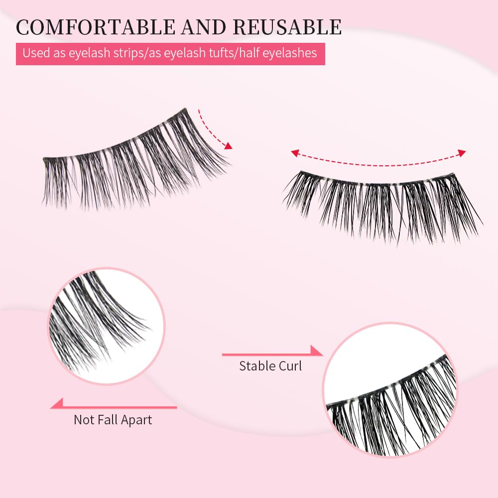 AKARA Ciglia Finte Naturali 10 Paia 3D Mezze Ciglia Finte False Eyelashes Visone Artificiale (BY02)