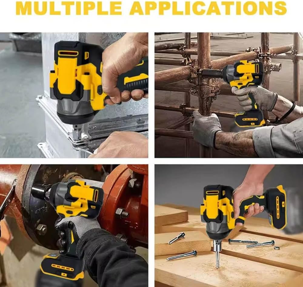 Brushless Impact Wrench for DeWalt Battery 20V, 1500Nm (1106 Ft-Lbs) 1/2" Cordless, 3-Speed High Torque Power Tool for Tire Removal, Rusted Bolts & Heavy Equipment (No Battery)