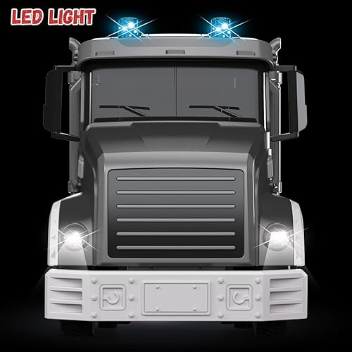 Miniatura 2 de Semi camión a control remoto, 23.6 pulgadas, juguete de remolque y semirremolque, juguete de semirremolque de 2.4 GHz con sonido y contenedor de