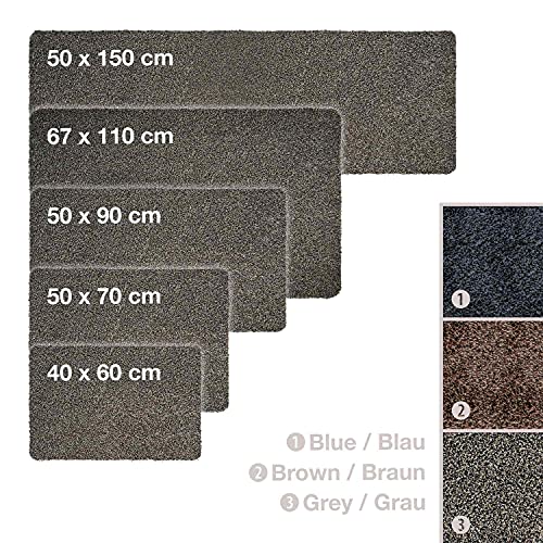 WohnDirect Magic Mat 39x58cm, Grau-Taupe-meliert - Ultra Saugstarke, Waschbare und rutschfeste Fußmatte aus Mikrofaser - Sehr dünn, passt unter Fast Jede Türe