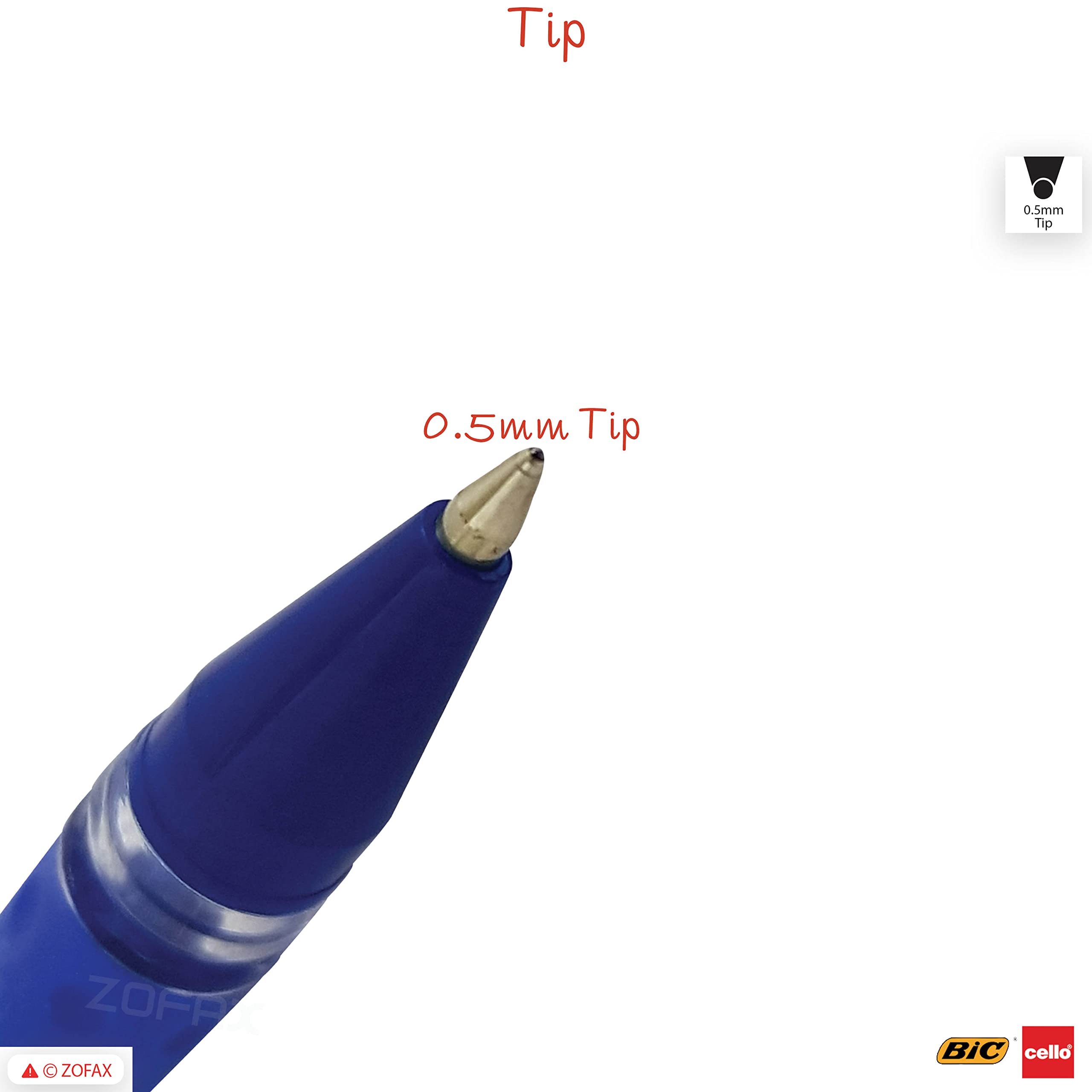 Gripper Ballpoint Pens, BLUE, Fine Point (0.5mm), Pack of 10, Elasto Soft Grip, Smooth Writing - Image 4