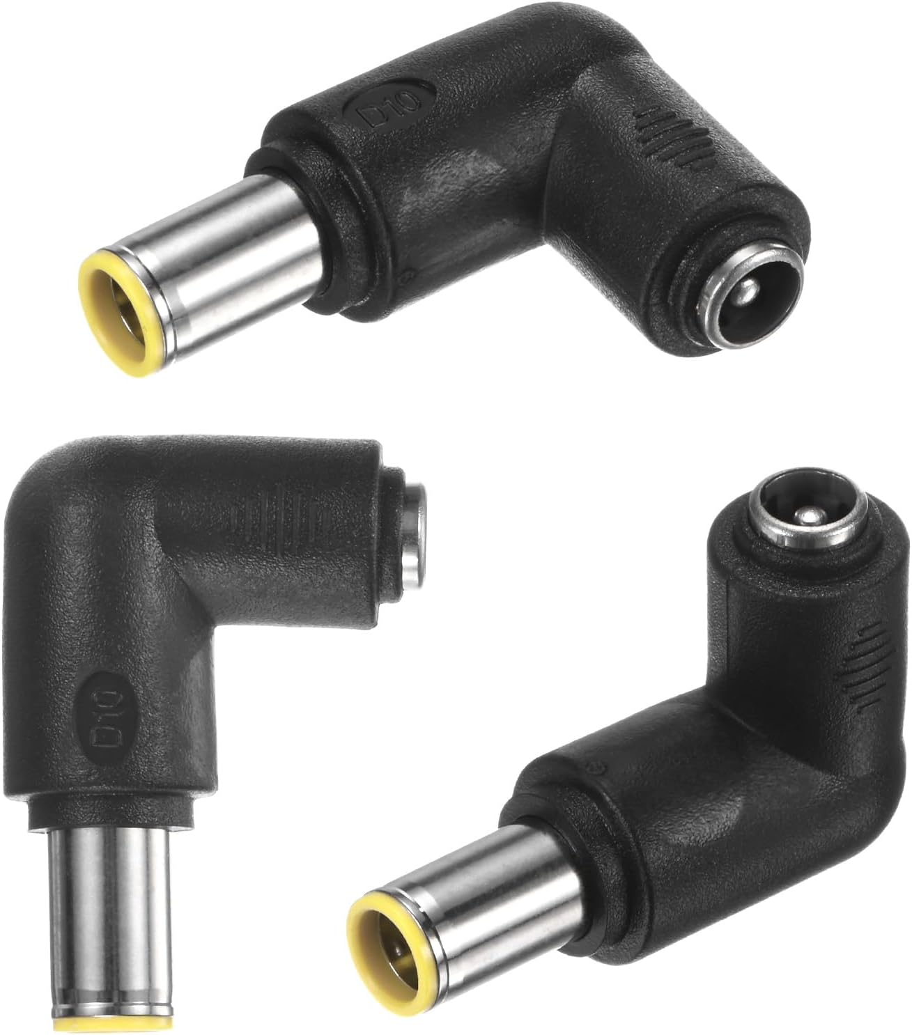 3-Pack DC Connectors Adapter, DC 8mm Male to DC 5.5mm x 2.1mm Female, 90 Degree Angle Copper Jack Coupler Convert for Portable Power Station/Solar Generators/Laptops/Solar Panel