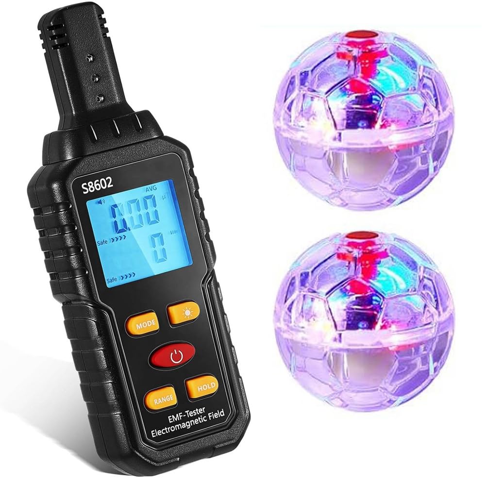 Biwwubik Ghost Equipment Kit, Emf Meter with 2 Motion Illuminated Balls, Ghost Equipment Detector Emf Meter