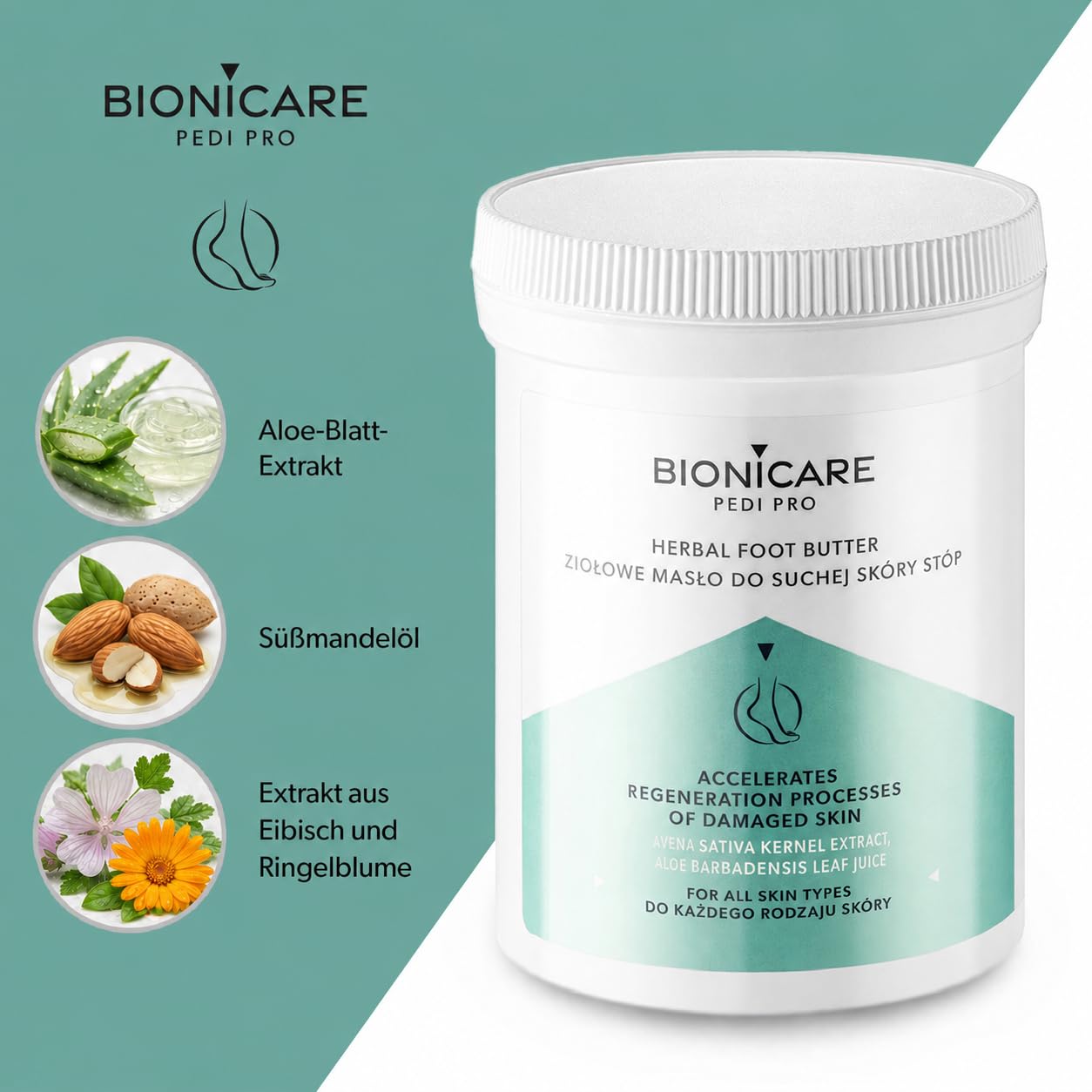 Fußcreme Für Sehr Trockene Füße, Mandelöl und Aloe, 4x200 ml