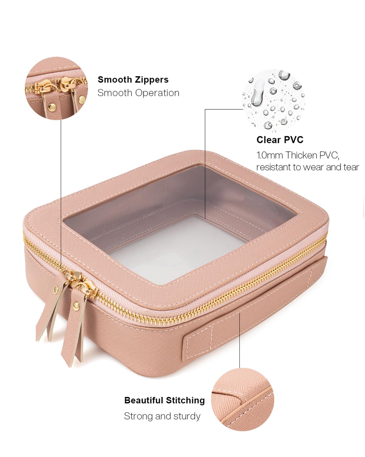 Bolsa de maquillaje transparente pequeña, mini estuche de cosméticos de viaje transparente aprobado por la TSA, bolsa de aseo con cremallera, bolsa de maquillaje portátil para bolso, viajes