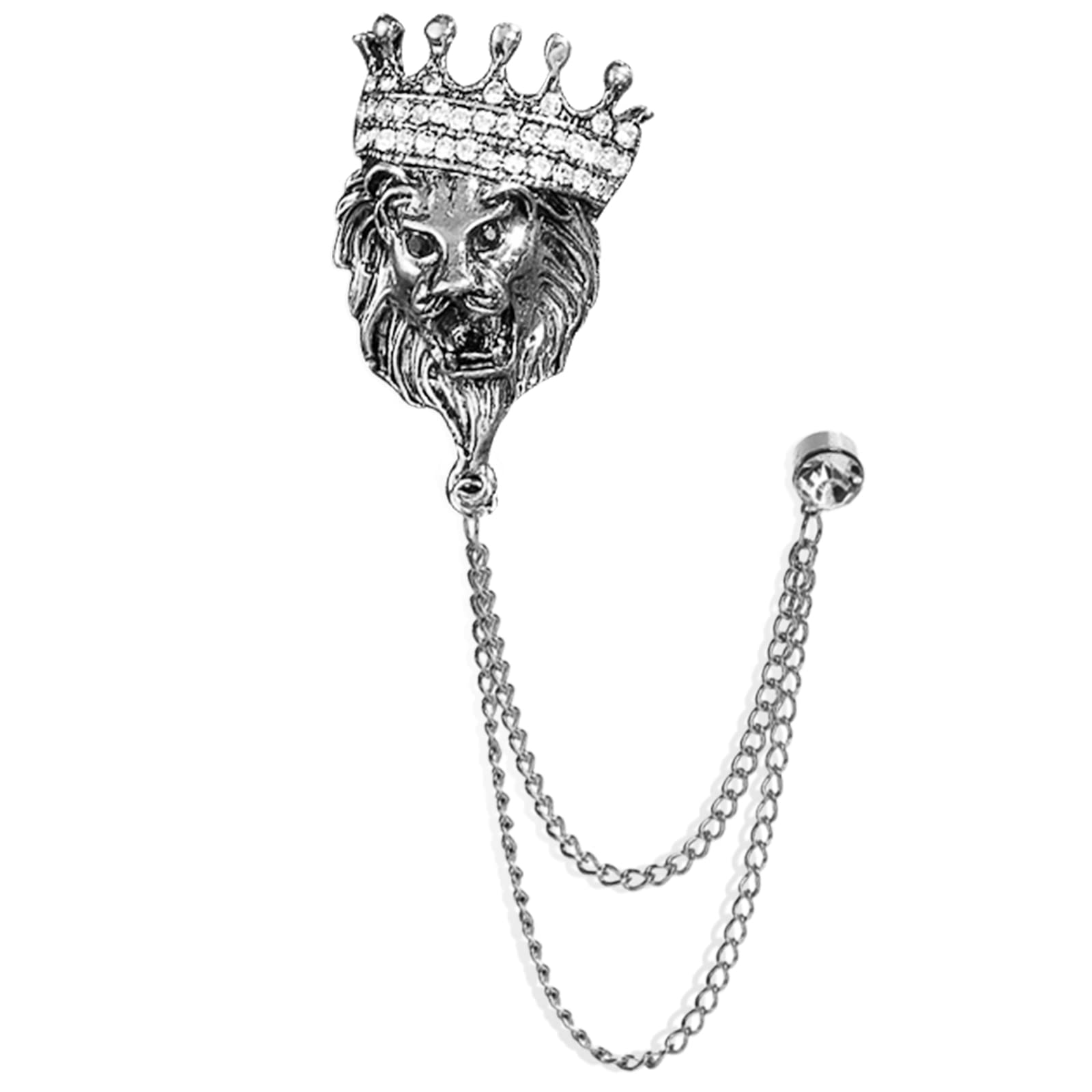 Vintage Animal Tassel Chain Lapel Pin for Men Women - Punk, Buck, Suit, Tie - Deer, Ram, Owl Rhinestone Collar Chain Pin for Boyfriend Gifts