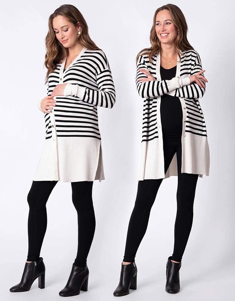 Seraphine Women's Maternity Long-Line Striped Cardigan at  Women’s Clothing store