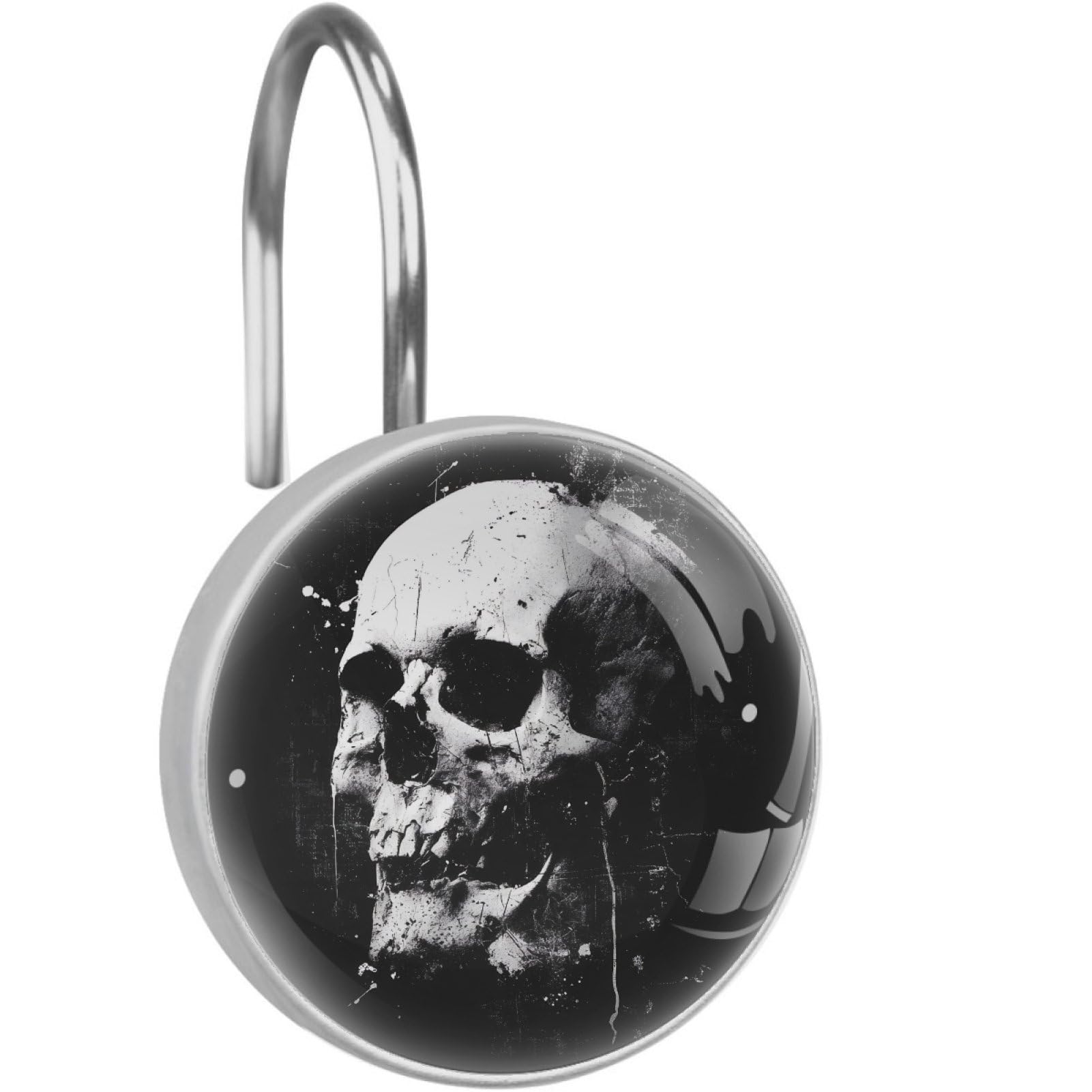 VAPOKF Decorative Shower Curtain Hook, Skull Rustproof Stainless Steel Shower Curtain Hook for Bathroom, Shower Curtain Hangers for Shower Rod