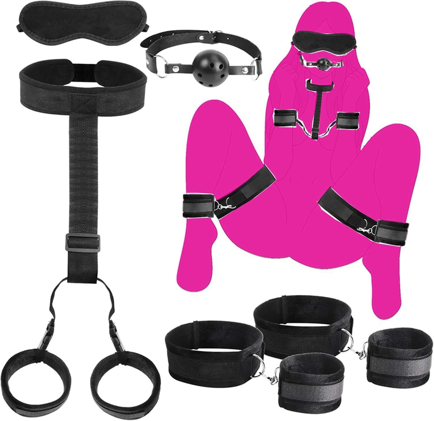 Bed Restraint for Queen Sized Bed Restraints Belts for Wrists and Ankles Bdsm Sex Bondage Restraints Kit Toys Straps Sex Hand Cuff Bracelets Handcuffs for Grownups Bedroom Fuzzy Women Sweater
