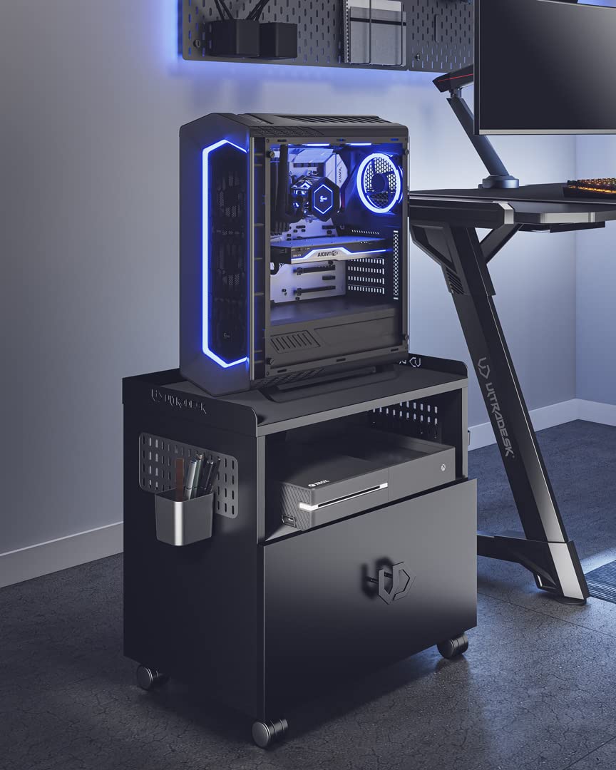 ULTRADESK Crate Computerschrank Schreibtisch Schrank – Büro Tisch mit Rollen – Printer Table – Drucker Tische – PC Schrank – Sekretär Schrank – Schreibtisch mit Schrank