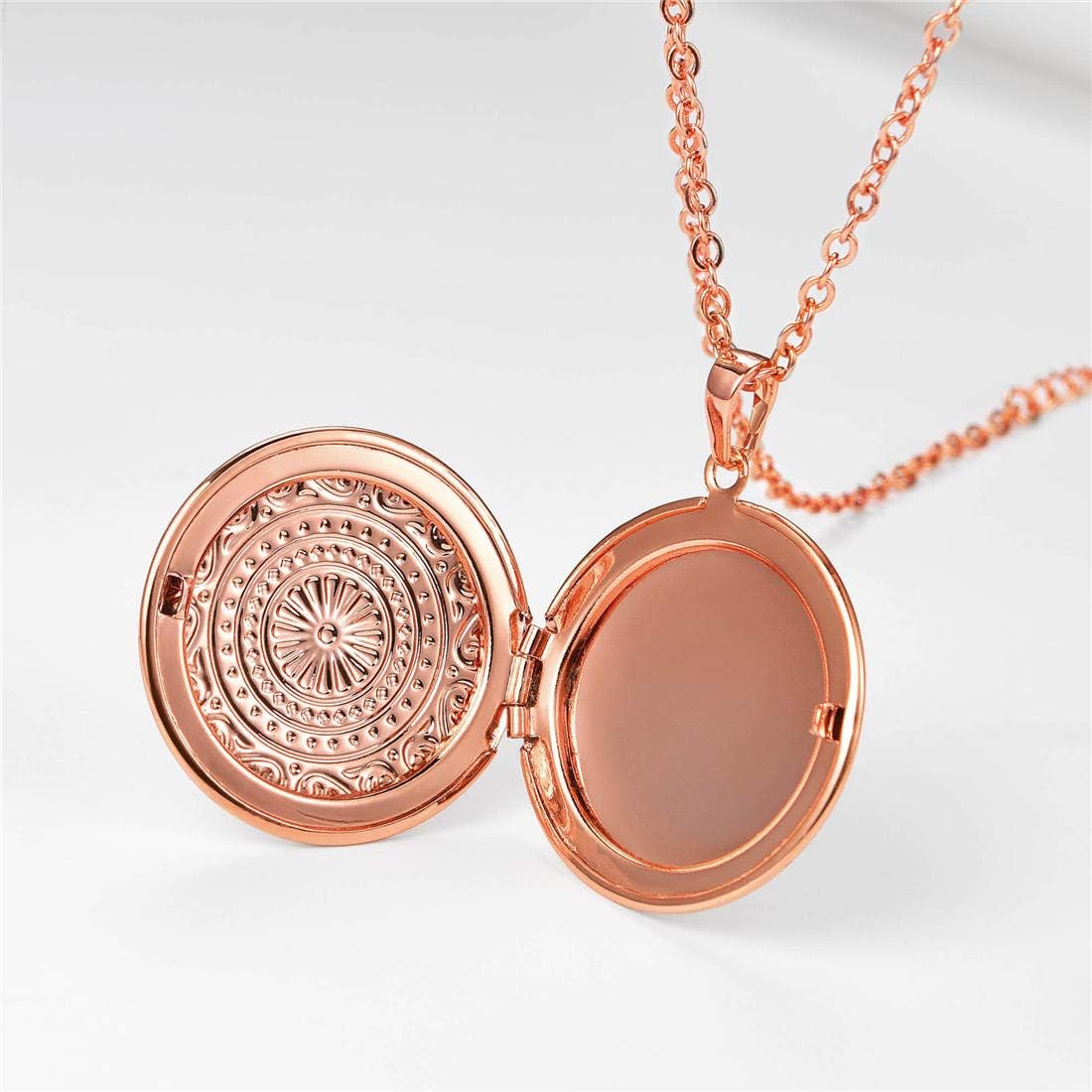 U7 Sunflower Locket Necklace for Women Girls Rose Gold Plated Photo Pendant Memory Jewellery, 06-Rose Gold - Image 5