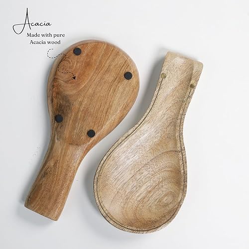 Miniatura 2 de The Art Box Soporte de cuchara de madera para encimera de cocina, color blanco, soporte para cuchara para estufa o encimera, espátula para cucharas,