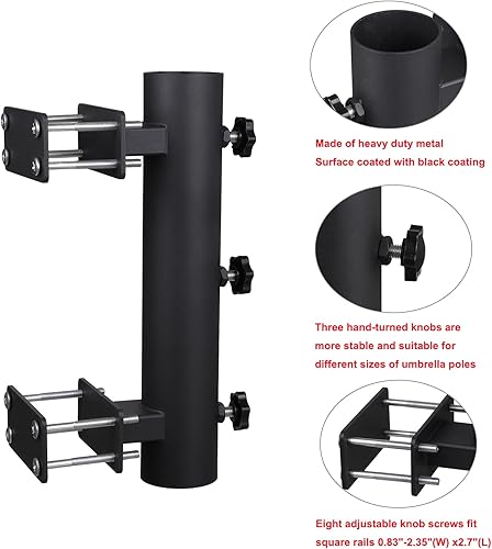Miniatura 2 de Soporte para sombrilla de patio al aire libre, soporte de paraguas resistente con abrazadera de paraguas giratoria de mano, soporte base para