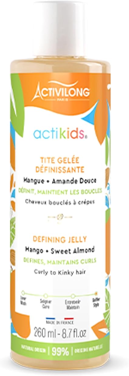 ACTIVILONG - Tite Gelée Définissante Actikids - Cheveux Bouclés À Crépus - Dès 3 ans - Amande Douce Et Mangue - 98% D'Ingrédients Naturels - Vegan - Parfum Hypoallergénique - Made In France - 260ml