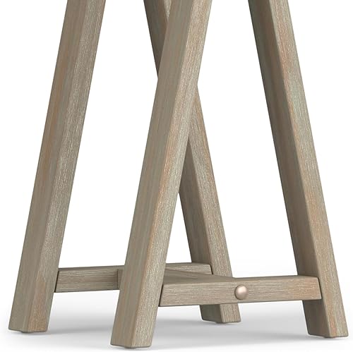 Miniatura 119 de SIMPLIHOME Sawhorse - Mesita de noche de madera maciza de 24 pulgadas de ancho, moderna, industrial, color gris envejecido, para sala de estar y