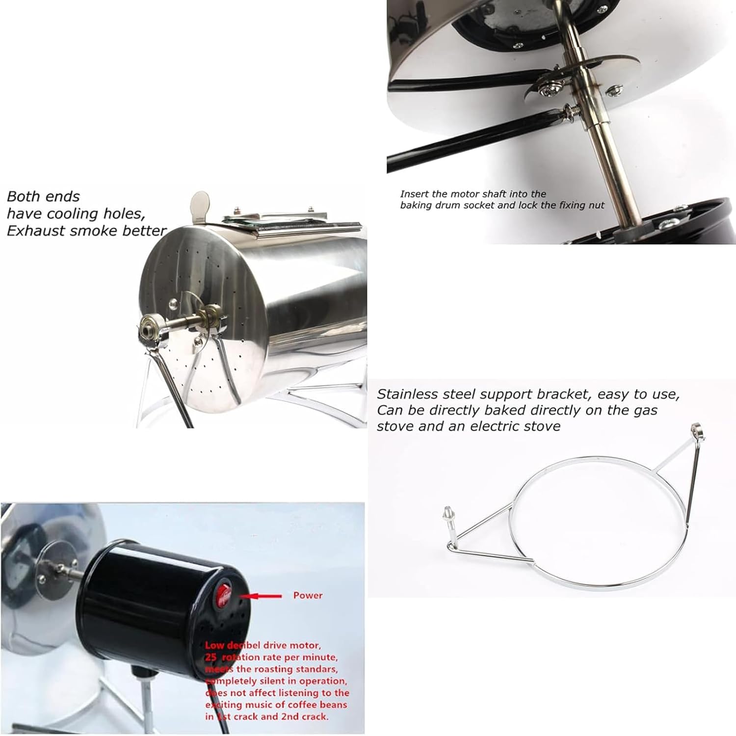 Electric Coffee Bean Roaster Machine,250g Stainless Steel Roasting Machine,Household Coffee Bean Roaster Roasting Machine for Coffee Lover